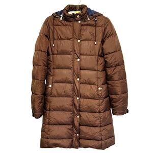 VTG Abercrombie & Fitch Y2K Down Puffer Hooded Parka Coat Medium Brown Bella